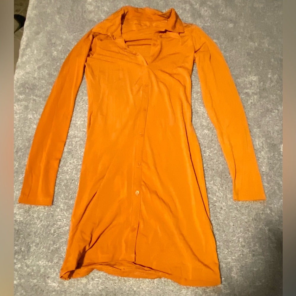 Long-Sleeve Slinky Knit Shirt Dress